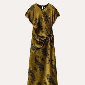 Zara Paisley Print Dress in Gold